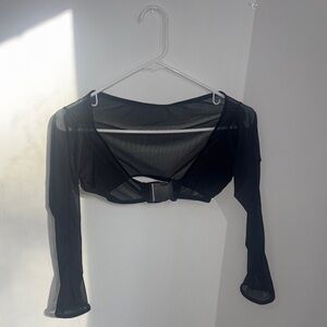 Black Sheer Long Sleeve Crop Top